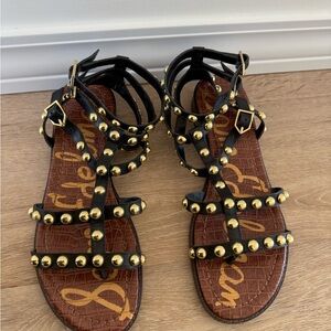 Sam Edelman black and Gold Studded Sandals